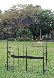 門扉付アーチ2型（36430）（ジャービス商事）エクステリア　ガーデニング　園芸　庭造り　ブラック　黒　アイアン