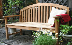 レインボーベンチ（無塗装）（36604）（ジャービス商事）ガーデンファニチャー　ガーデン家具　ガーデンベンチ　ガーデンチェア　椅子　イス　チーク　木製