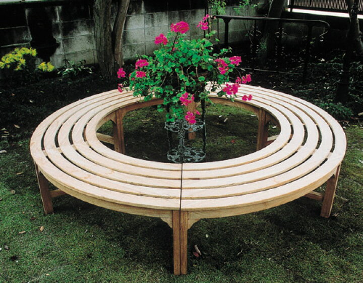 ラウンドベンチ2型（36708）（ジャービス商事）ガーデンファニチャー ガーデン家具 ガーデンベンチ ガーデンチェア 椅子 イス チーク  木製 エクシーズ