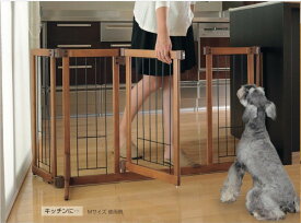 リッチェル　ペット　木製おくだけドア付ゲートM　超小型犬用〜小型犬用　※2個セット　（＊4t車以外での配送不可＊1Fエントランス渡し）ドアの開閉で通行スムーズ場所に合わせて選べる＆調節できる