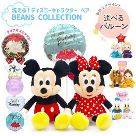 祝電 結婚式 ぬいぐるみ電報 ｢ディズニーキャラクター 洗えるビーンズコレクション ペアセット｣とバル—ン電報セット 送料無料 ミッキー ミニー アナ雪 お祝い 電報 結婚式 文例 メッセージ ギフト 誕生日 母の日 叙勲 受章祝い 翌日配達