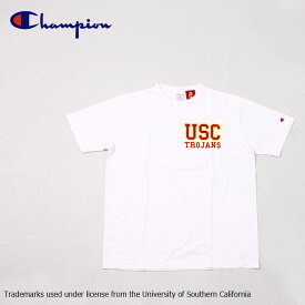 CHAMPION (チャンピオン) T-1011 S/S US PRINT T-SHIRT USC - WHITE_MAROON プリントTシャツ メンズ