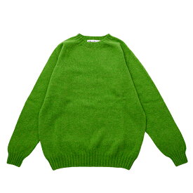 HARLEY OF SCOTLAND (ハーレーオブスコットランド) PURE NEW WOOL SADDLE SHOULDER CREW NECK SWEATER - GARDEN LEAF ニット セーター メンズ