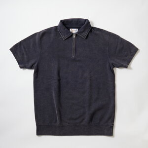 FELCO (�t�F���R) 10oz LT WEIGHT FRENCH TERRY S/S HALF ZIP SWEAT - VINTAGE FROST NAVY ���� �n�[�t�W�b�v �X�E�F�b�g �����Y