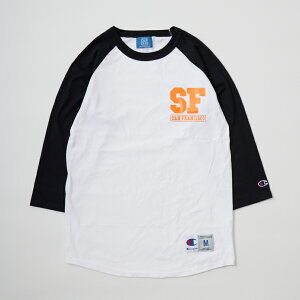 CALIFOLKS (JtH[NX) WORD PRINT CHAMPION BASEBALL T-SHIRT - WHITE_BLACK SF x[X{[TVc Y