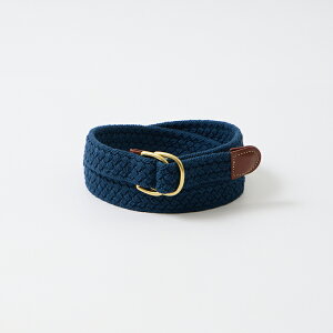 LEATHERMAN BELT (���U�[�}���x���g) MACRAME D RING BELT LEATHER FINISH W/BRASS BUCKLE - NAVY �����Y �A�����J�� �x���g