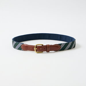 LEATHERMAN BELT (���U�[�}���x���g) THE SILK TIE W/FE TABS STITCHED TAB WITH ROUNDED HARNESS BUCKLE/STANDARD TABS - HUNTER_PEARL_NAVY SILK �A�����J�� �x���g �����Y�f