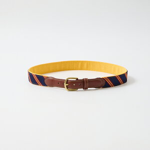LEATHERMAN BELT (���U�[�}���x���g) THE SILK TIE W/FE TABS STITCHED TAB WITH ROUNDED HARNESS BUCKLE/STANDARD TABS - NAVY_GOLDENROD&CHERRY SILK �A�����J�� �x���g �����Y�f