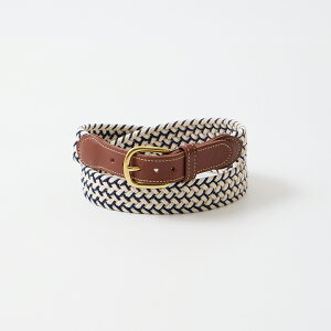 LEATHERMAN BELT (���U�[�}���x���g) THE MACRAME W/STITICHED TABS STITICHED TAB WITH ROUNDED HATNESS BUCKLE - NEWPORT NAVY&NATURAL �����Y �A�����J�� �x���g