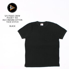 FELCO (フェルコ) S/S PIQUE CREW POCKET TEE 40/2 INDIAN COTTON TUCK STITCH - BLACK ピケTシャツ メンズ