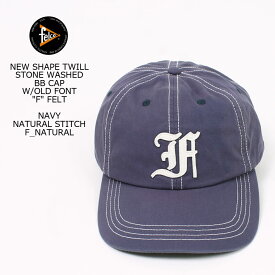 FELCO (フェルコ) NEW SHAPE TWILL STONE WASHED BB CAP W/OLD FONT "F" FELT - NAVY_NATURAL STITCH_F_NATURAL ベースボールキャップ メンズ レディース