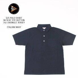 FELCO (フェルコ) S/S POLO SHIRT W/3CAT EYE BUTTON 7oz 18SINGLE JERSEY - ITALIAN NAVY ポロシャツ メンズ