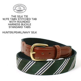 LEATHERMAN BELT (レザーマンベルト) THE SILK TIE W/FE TABS STITCHED TAB WITH ROUNDED HARNESS BUCKLE/STANDARD TABS - HUNTER_PEARL_NAVY SILK アメリカ製 ベルト メンズ