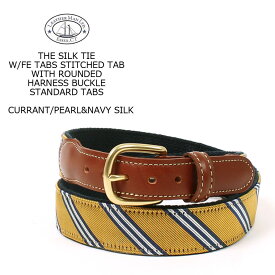 LEATHERMAN BELT (レザーマンベルト) THE SILK TIE W/FE TABS STITCHED TAB WITH ROUNDED HARNESS BUCKLE/STANDARD TABS - CURRANT_PEARL&NAVY SILK アメリカ製 ベルト メンズ