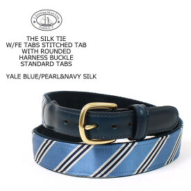 LEATHERMAN BELT (レザーマンベルト) THE SILK TIE W/FE TABS STITCHED TAB WITH ROUNDED HARNESS BUCKLE/STANDARD TABS - YALE BLUE_PEARL&NAVY SILK アメリカ製 ベルト メンズ