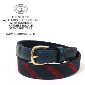 LEATHERMAN BELT (レザーマンベルト) THE SILK TIE W/FE TABS STITCHED TAB WITH ROUNDED HARNESS BUCKLE/STANDARD TABS - NAVY&CARMINE SILK アメリカ製 ベルト メンズ