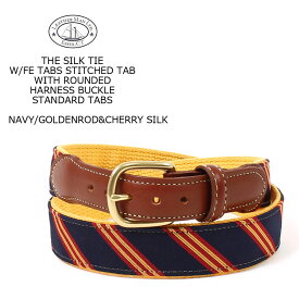 LEATHERMAN BELT (レザーマンベルト) THE SILK TIE W/FE TABS STITCHED TAB WITH ROUNDED HARNESS BUCKLE/STANDARD TABS - NAVY_GOLDENROD&CHERRY SILK アメリカ製 ベルト メンズ