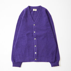 WILLIAM LOCKIE (ウィリアム ロッキー) LAMBSWOOL CARDIGAN W/SIDE BUTTON - AUBERGINE