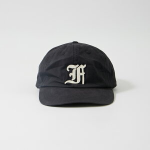 FELCO (tFR) NEW SHAPE TWILL STONE WASHED BB CAP W/OLD FONT "F" FELT - BLACK_BLACK STITCH_F_NATURAL x[X{[Lbv Y fB[X