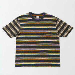 �y�Ώۃ{�[�_�[T�V���c2���w���Ńm�x���e�B�v���[���g�zFELCO (�t�F���R) S/S CREW POCKET TEE TICK TACK STRIPE - 108 CHARCOAL-NATURAL&MUSTARD �X�g���C�vT�V���c �����Y