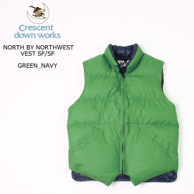 CRESCENT DOWN WORKS (クレセントダウンワークス) NORTH BY NORTHWEST VEST SF_SF - GREEN_NAVY ダウンベスト メンズ