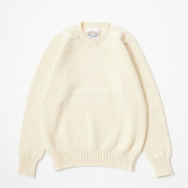 JAMIESON'S (ジャミーソンズ) 3PLY PLAIN SADDLE SHOULDER CREW NECK - 104 NAT.WHITE クルーネック ニット セーター メンズ