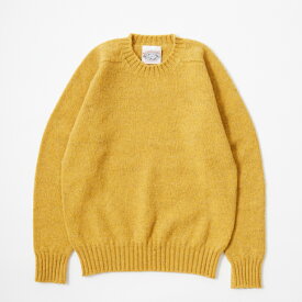 JAMIESON'S (ジャミーソンズ) 3PLY PLAIN SADDLE SHOULDER CREW NECK - 1160 SCOTCHBROOM クルーネック ニット セーター メンズ