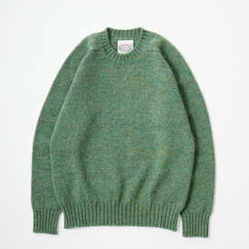 JAMIESON'S (ジャミーソンズ) 3PLY PLAIN SADDLE SHOULDER CREW NECK - 286 MOORGRASS クルーネック ニット セーター メンズ