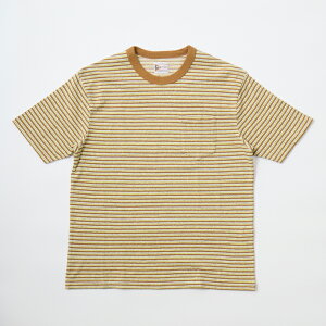 �y�Ώۃ{�[�_�[T�V���c2���w���Ńm�x���e�B�v���[���g�zFELCO (�t�F���R) S/S CREW POCKET TEE RECYCLE MULTI STRIPE - 1LAMBER-YELLOW&WHITE �X�g���C�vT�V���c �����Y