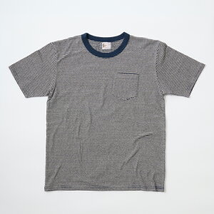 �y�Ώۃ{�[�_�[T�V���c2���w���Ńm�x���e�B�v���[���g�zFELCO (�t�F���R) S/S CREW POCKET TEE ORGANIC FOGGY MINI STRIPE - 147NAVY-WHITE STRIPE �X�g���C�vT�V���c �����Y�f