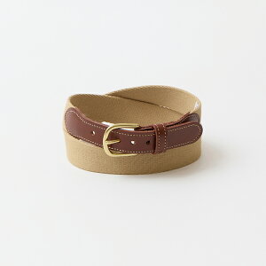 LEATHERMAN BELT (���U�[�}���x���g) 1.25 SOLID COTTON SURCINGLE W/YELLOW STITCHED TABS BRASS HARNESS BUCKLE - KHAKI �����Y �A�����J�� �x���g