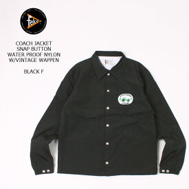 FELCO (フェルコ) COACH JACKET SNAP BUTTON WATER PROOF NYLON W/VINTAGE WAPPEN - BLACK F コーチジャケット メンズ