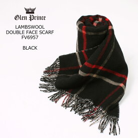 GLEN PRINCE (グレンプリンス) LAMBSWOOL DOUBLE FACE SCARF - FV6957 BLACK マフラー メンズ レディース