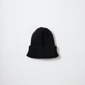 HIGHLAND 2000 (ハイランド2000) 2×1 COTTON SHORT WATCH CAP - BLACK コットン ニットキャップ