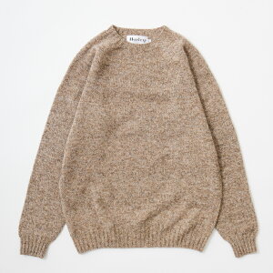 HARLEY OF SCOTLAND (n[[IuXRbgh) PURE NEW WOOL SADDLE SHOULDER CREW NECK SWEATER - PEBBLE N[lbN Z[^[ jbg
