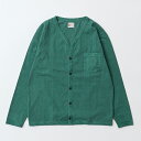 FELCO (フェルコ) L/S BINDER V NECK CARDIGAN W/POCKET 7oz 16SINGLE RUFFY JERSEY - PGR GREEN カーディガン メンズ