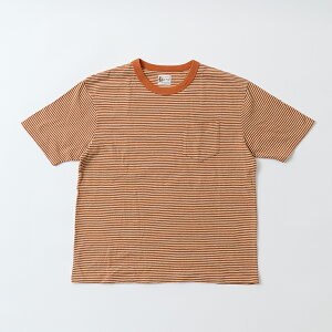 �y�Ώۃ{�[�_�[T�V���c2���w���Ńm�x���e�B�v���[���g�zFELCO (�t�F���R) S/S CREW POCKET TEE KAMOI STRIPE - 160 BROWN_ORANGE �X�g���C�vT�V���c �����Y