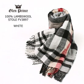 GLEN PRINCE (グレンプリンス) 100% LAMBSWOOL STOLE - FV3897 WHITE マフラー メンズ レディース