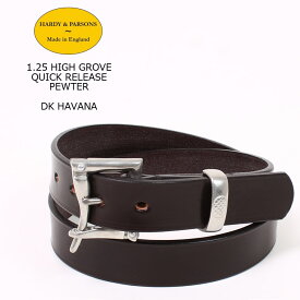 HARDY & PARSONS(ハーディアンドパーソンズ) 1.25 HIGH GROVE QUICK RELEASE-PEWTER - DK HAVANA [サイズ75] レザーベルト 革ベルト メンズ’