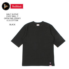 FELCO×HEALTHKNIT (フェルコ×ヘルスニット) HALF SLEEVE FOOT BALL T OPEN END JERSEY U.S.COTTON - BLACK Tシャツ メンズ