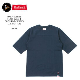 FELCO×HEALTHKNIT (フェルコ×ヘルスニット) HALF SLEEVE FOOT BALL T OPEN END JERSEY U.S.COTTON - NAVY Tシャツ メンズ