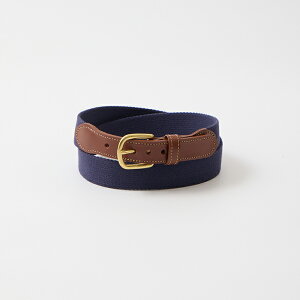 LEATHERMAN BELT (���U�[�}���x���g) 1.25 SOLID COTTON SURCINGLE W/YELLOW STITCHED TABS BRASS HARNESS BUCKLE - NAVY �����Y �A�����J�� �x���g