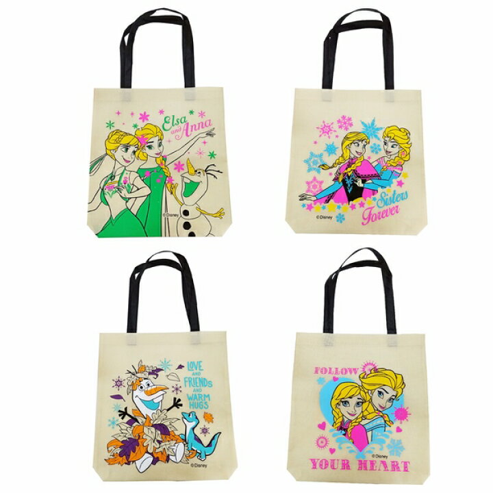 楽天市場 トートバック アナ雪 ディズニー 選べる4種類 かわいい キャラ バッグ 不織布生地 エコバッグ マチ付き プレゼントにも エクスプレスジャパン