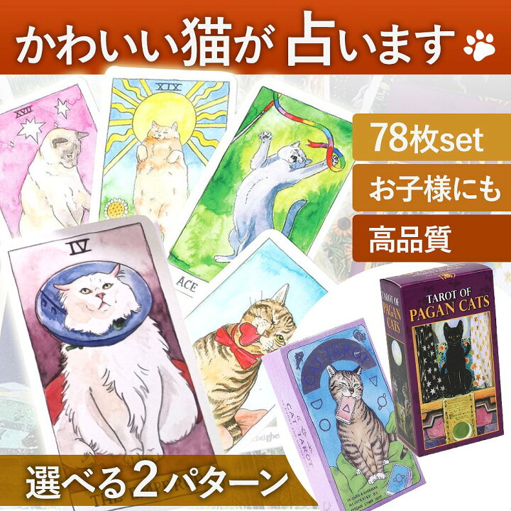 楽天市場 タロット オブ ペイガン キャッツ 猫 イラスト かわいい 人気 タロットカード 占い 78枚 やり方 意味 簡単 子供 ギフト 贈り物 黒猫 アルカナ カード 動物 猫グッズ 白猫 エクスプレスジャパン