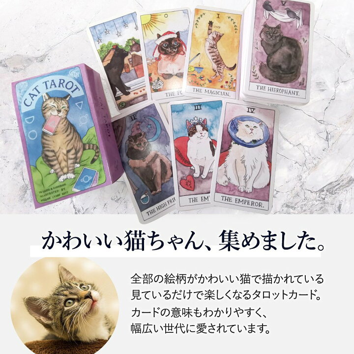 楽天市場 タロット オブ ペイガン キャッツ 猫 イラスト かわいい 人気 タロットカード 占い 78枚 やり方 意味 簡単 子供 ギフト 贈り物 黒猫 アルカナ カード 動物 猫グッズ 白猫 エクスプレスジャパン