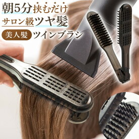 ＼今だけポイント10倍／ ツインブラシ 挟む ブラシ ヘアブラシ ストレートブラシ カールブラシ 豚毛 ツヤ髪 サラサラ 美髪 くせ毛 うねり 広がり 寝ぐせ まとまる スタイリング ブロー 時短 ダメージケア 静電気防止 キューティクル V字 両面ブラシ ヘアケア スタイリング