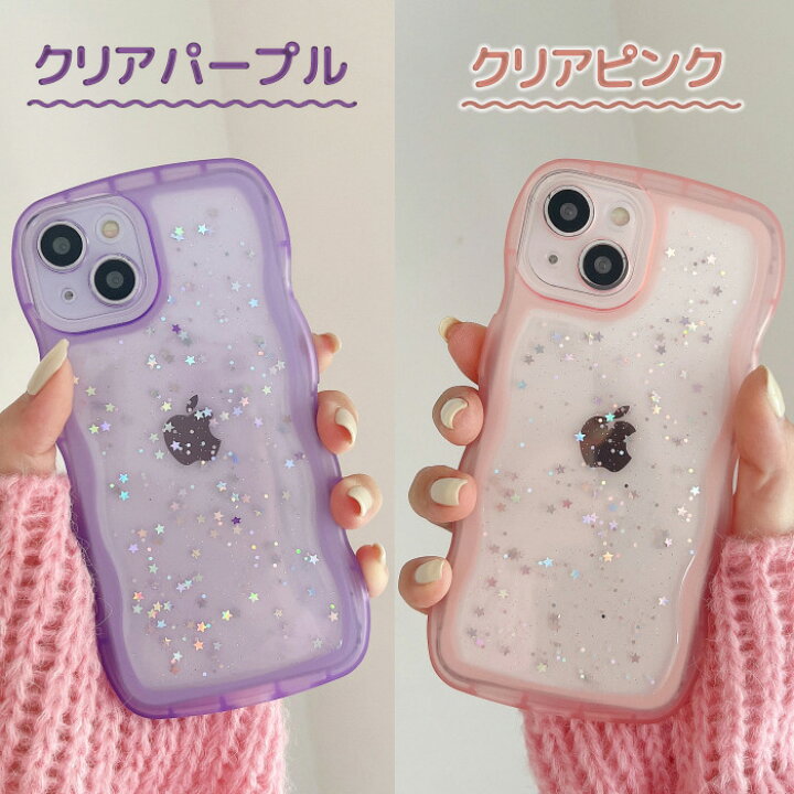 クリアパープル うねうね 韓国 iPhoneケース GALAXY Android ｜ソフト  