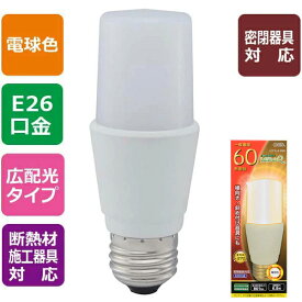 LED電球 口金E26 D形・T形 LED電球 T形 E26 60形相当 電球色_LDT7L-G IG92_06-3747_OHM（オーム電機）