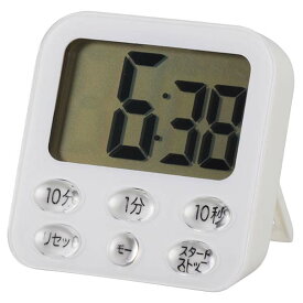 キッチンタイマー デジタルタイマー COK-T140-W 時計付き 大画面デジタルタイマー ホワイト OHM（オーム電機）