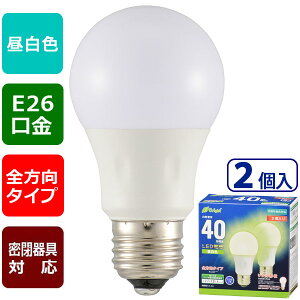 LED�d�� ����E26 ��ʓd���`(���`���Ή�) LED�d���i40�`����/533lm/4.4W/�����F/E26/�S�����z��260°/���`���Ή�/2����j_06-4350_LDA4N-G AG27 2P_OHM�i�I�[���d�@�j